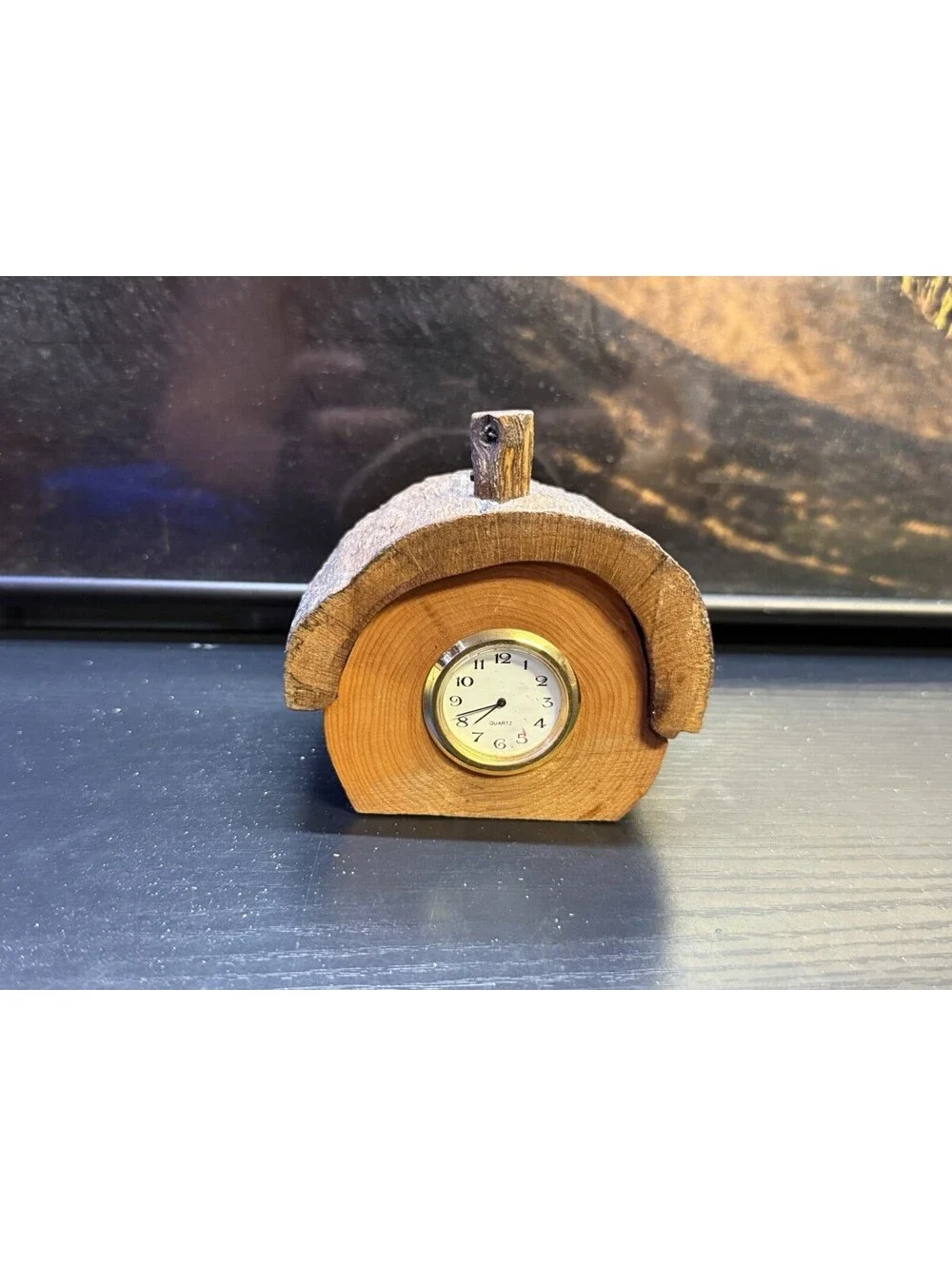 Vintage Frank Bateman Bisbee AZ Handcrafted Wood Mini Quartz Clock 3x3